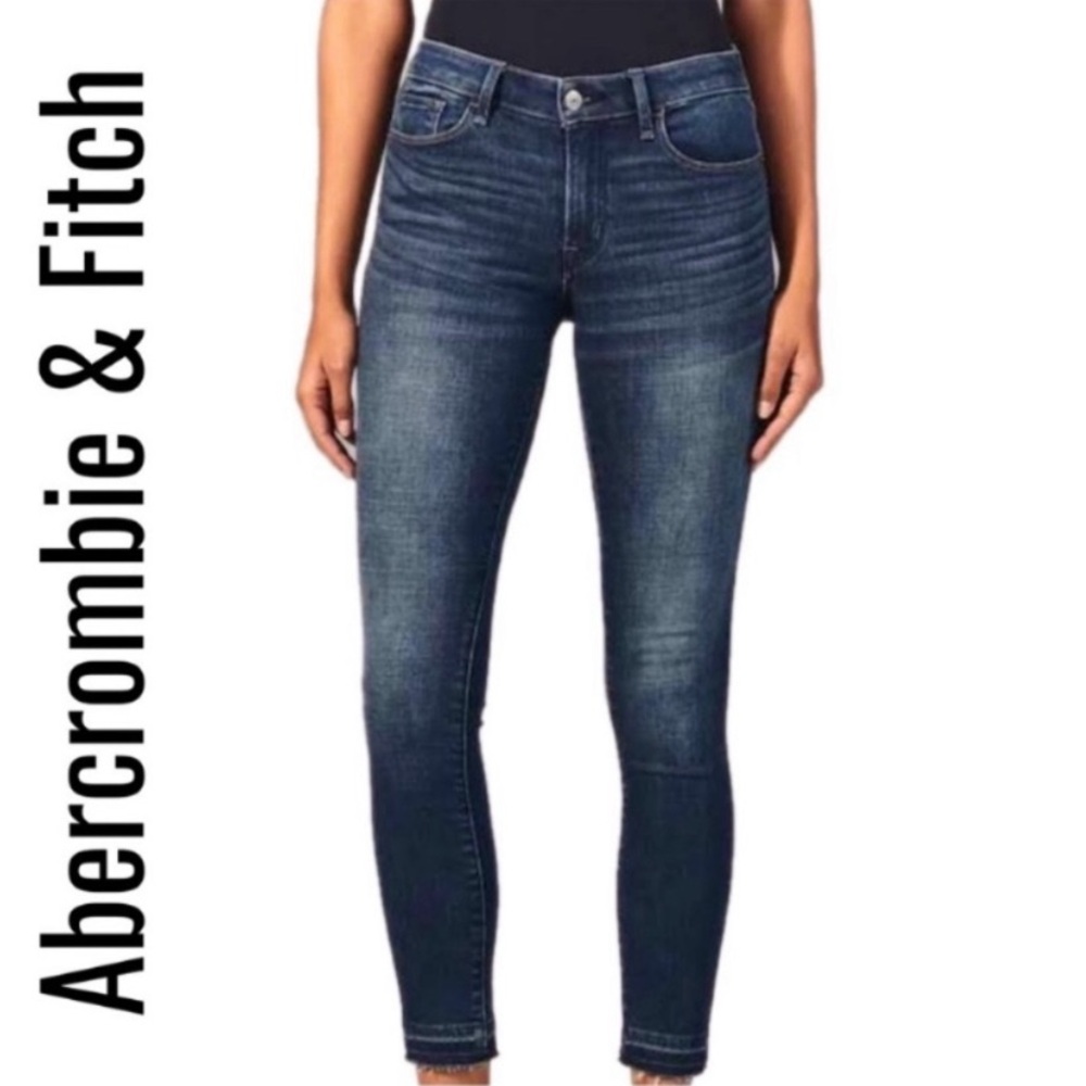 Abercrombie & Fitch The Super Skinny Ankle Mid Rise Dark Denim Jeans Size 25/0